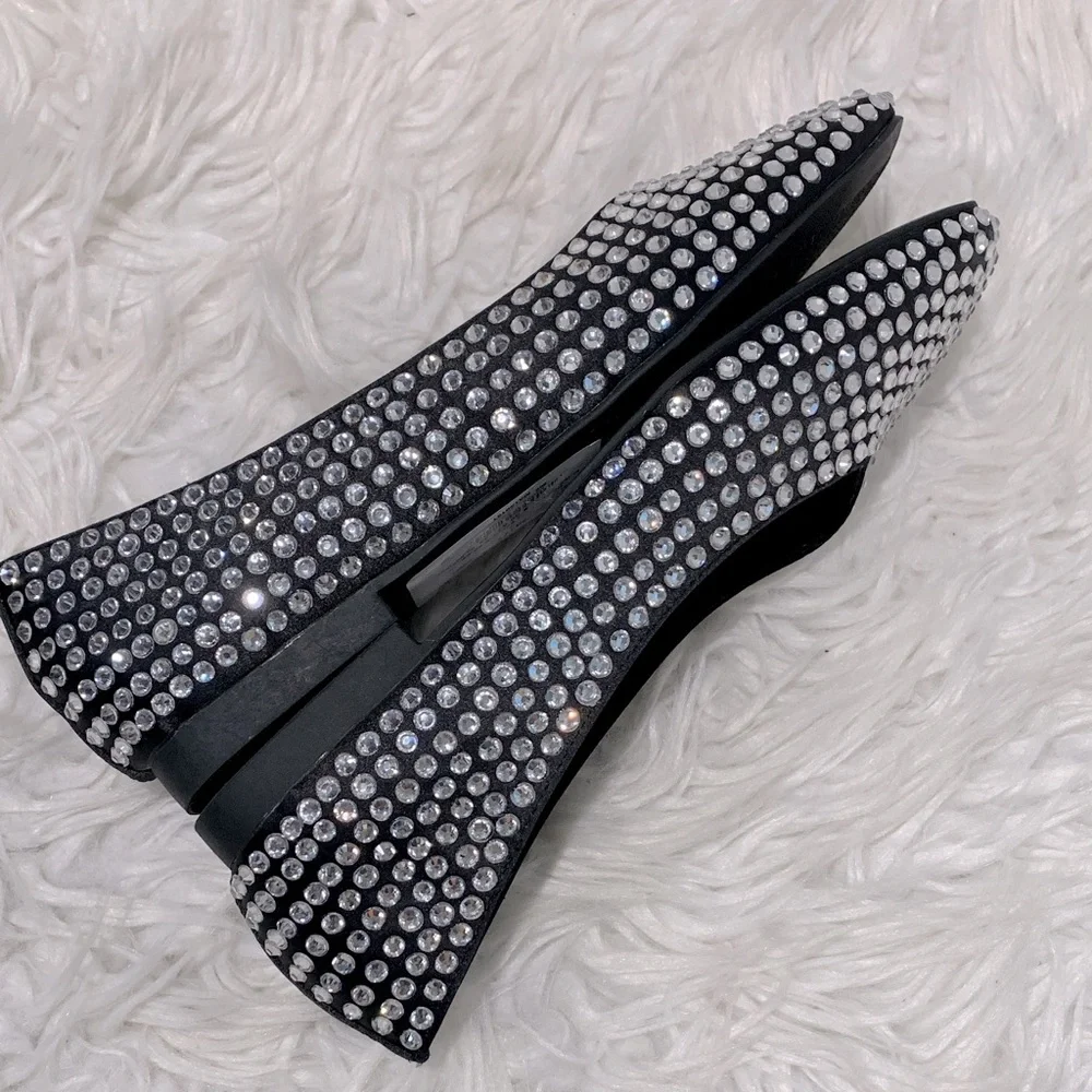 STEVE Madden Black Rhinestone Flats NEW